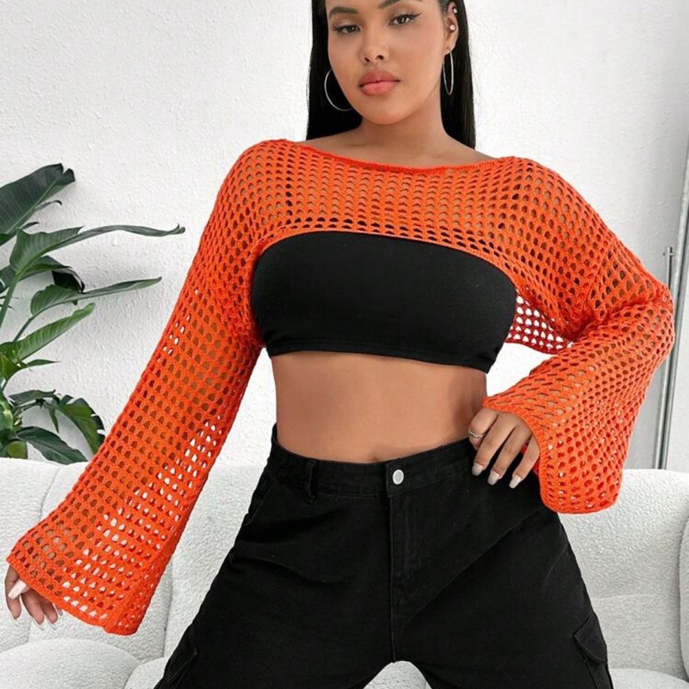 SHEIN Vibrant Orange Crochet Top